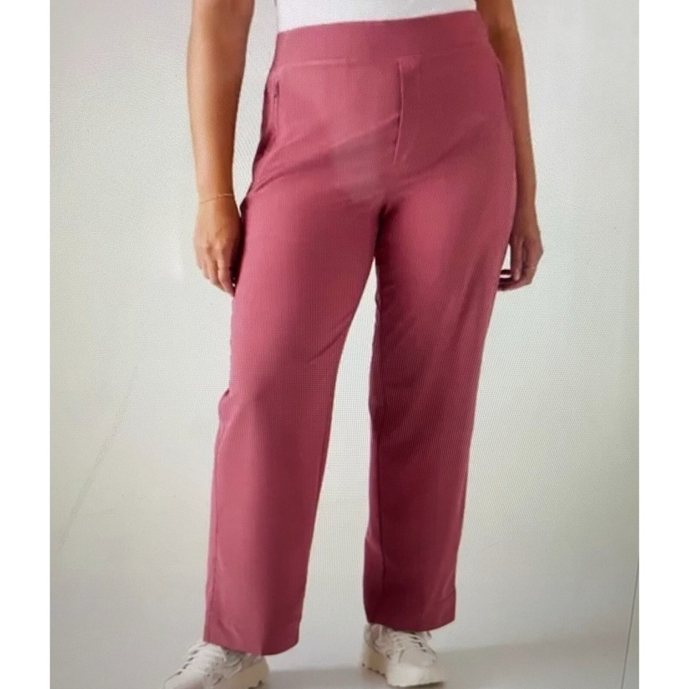 Athleta Brooklyn Ankle Pant Pink Featherweight Stretch Ribbed Side Size 24 NWT